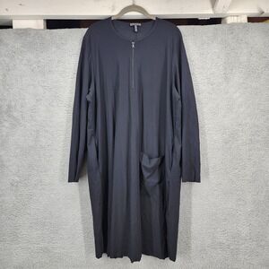 OSKA Black Quarter Zip Long Sleeve Pocket Midi Dress Size 4 US 14/16 Lagenlook